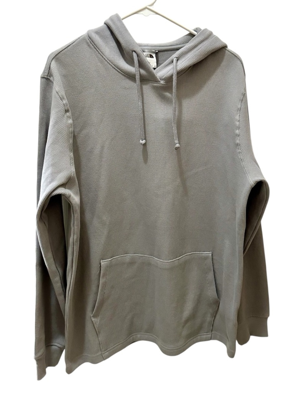 The North Face waffle-knit thermal hoodie size Large gray